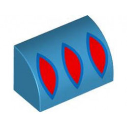 Slope, Curved 1 x 2 x 1 with 3 Red Pointed Ovals with Blue Outline Pattern (BrickHeadz Snow White Sleeve): {тъмно небесносин}