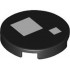 Tile, Round 2 x 2 with Bottom Stud Holder with 2 White Squares Pattern (BrickHeadz WALL-E Eye): {черен}