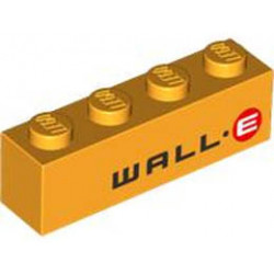 Brick 1 x 4 with WALL-E Logo Pattern (BrickHeadz WALL-E Abdomen): {огнено жълто-оранжев}
