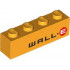 Brick 1 x 4 with WALL-E Logo Pattern (BrickHeadz WALL-E Abdomen): {огнено жълто-оранжев}