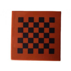 Tile 2 x 2 with Groove with Black Checkered Pattern: {червеникаво-кафяв}