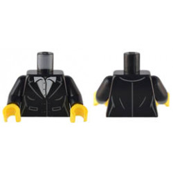 Torso Female Suit Jacket, White Button Up Shirt Pattern / Black Arms / Yellow Hands: {черен}