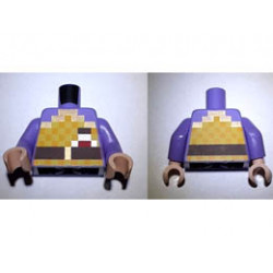 Torso Pixelated Orange and Yellow Armor with Gold Trim, Flask, Dark Brown Belt with Buckle Pattern / Medium Lavender Arms / Light Nougat Hands : {умерено лавандулов}