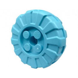 Wheel Hard Plastic, Treaded 36mm D. with 4 Studs: {умерено небесносин}