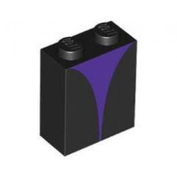 Brick 1 x 2 x 2 with Inside Stud Holder with Dark Purple Curved Shape Pattern (BrickHeadz Maleficent Torso): {черен}