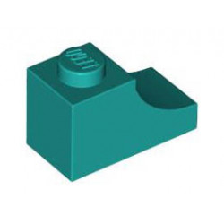 BRICK 1X2, OUTSIDE HALF ARCH, NO. 1: {ярко синьо-зелен}