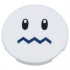 Tile, Round 3 x 3 with Black Oval Eyes with Pupils and Dark Blue Zigzag Mouth Pattern: {бял}