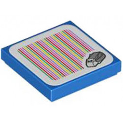 Tile 2 x 2 with Groove with Super Mario Scanner Code Cooligan Pattern (Sticker) - Set 71415: {ярко син}