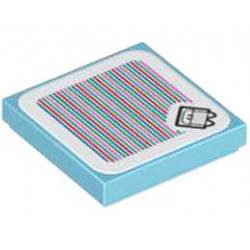 Tile 2 x 2 with Groove with Super Mario Scanner Code Fliprus Pattern (Sticker) - Set 71417: {умерено небесносин}