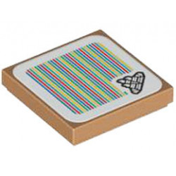 Tile 2 x 2 with Groove with Super Mario Scanner Code Campfire Pattern (Sticker) - Set 71417: {умерен нуга}