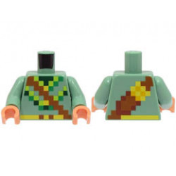 Torso Pixelated Shirt with Lime, Green and Dark Green Trim, Reddish Brown Belt with Quiver with Yellow Arrows Pattern / Sand Green Arms / Nougat Hands : {пясъчно зелен}