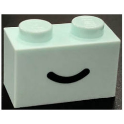 Brick 1 x 2 with Black Smile Curved Line Pattern: {аквамарин}