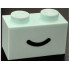 Brick 1 x 2 with Black Smile Curved Line Pattern: {аквамарин}