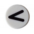 Tile, Round 1 x 1 with Black Eye Shut Tight / Letter V / Less Than Sign / Greater Than Sign (Thin Line) Pattern: {бял}