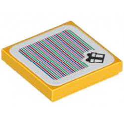 Tile 2 x 2 with Groove with Super Mario Scanner Code Gift Box Pattern (Sticker) - Set 71418: {огнено жълто-оранжев}