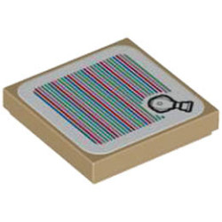 Tile 2 x 2 with Groove with Super Mario Scanner Code Hot Air Balloon Pattern (Sticker) - Set 71419: {пясъчно жълт}