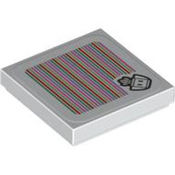 Tile 2 x 2 with Groove with Super Mario Scanner Code Turnip Pattern (Sticker) - Set 71419: {бял}