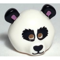 Minifigure, Headgear Mask Bear Rounded with Panda Black Eye Patches, Ears, Nose, and Mouth, Medium Lavender Auricles Pattern (BAM): {бял}