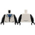 Torso Panda Costume, Dark Bluish Gray Fur, Silver Zipper, Blue Shirt, Bright Light Blue Bow Tie Pattern (BAM) / Black Arms / Black Hands: {бял}