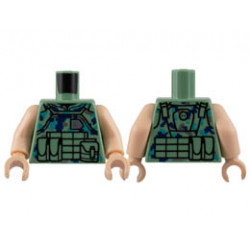 Torso Flak Vest with Pouches and Dark Blue, Dark Turquoise, and Silver Pixelated Camouflage Pattern / Light Nougat Arms / Light Nougat Hands : {пясъчно зелен}