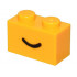 Brick 1 x 2 with Black Smile Curved Line Pattern: {огнено жълто-оранжев}