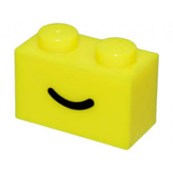 Brick 1 x 2 with Black Smile Curved Line Pattern: {пъстро жълт}