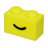 Brick 1 x 2 with Black Smile Curved Line Pattern: {пъстро жълт}
