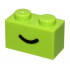 Brick 1 x 2 with Black Smile Curved Line Pattern: {ярко жълто-зелен}