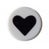 Tile, Round 1 x 1 with Black Heart Pattern: {бял}