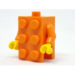Torso, 2 x 3 Brick Costume / Orange Arms / Yellow Hands (BAM): {ярко оранжев}