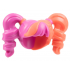 Minifigure, Hair Female Pigtails High Bouncy, Hole on Top with Coral Hair on Left Side and Coral Tie on Right Side Pattern (BAM): {ярко пурпурен}