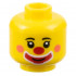 Minifigure, Head Clown Black Eyebrows, Coral Cheeks, Red Nose and Large Mouth Makeup Pattern (BAM): {ярко жълт}