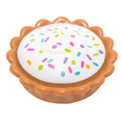 Pie with White Cream Filling and Bright Light Orange, Dark Pink, Dark Turquoise, Lime, and Medium Lavender Sprinkles Pattern (BAM): {умерен нуга}