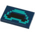Tile 2 x 3 with Pixelated Black Mouth with Dark Turquoise Outline Pattern (Minecraft Warden Mouth): {земно син}