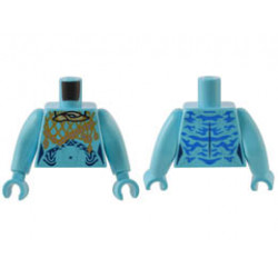 Torso Navi with Dark Blue Markings, Tan Shell, Medium Nougat Net with Silver Beads Pattern / Medium Azure Arms Long / Medium Azure Hands : {умерено небесносин}