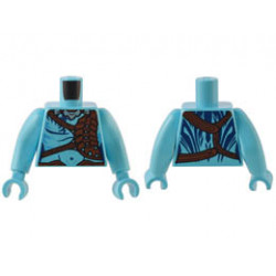 Torso Navi with Dark Blue Markings, Reddish Brown Strap and Belt, and Silver Necklace Pattern / Medium Azure Arms Long / Medium Azure Hands : {умерено небесносин}