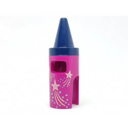 Minifigure, Headgear Head Cover, Costume Crayon with Molded Dark Blue Tip and Gold and Metallic Light Blue Stars Pattern (BAM): {ярко червеникаво-виолетов}