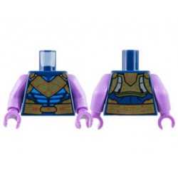 Torso Gold and Dark Orange Mantle and Belt, Blue Armor Plates Pattern / Medium Lavender Arms / Medium Lavender Hands: {земно син}