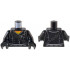 Torso Leather Jacket with White Trim and Belt, Silver Buttons and Chain over Orange and Yellow Flame Shirt Pattern / Black Arms / Black Hands : {черен}