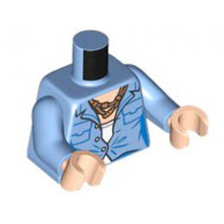 Torso Female Jacket with Pockets over White Shirt and Rope Necklace Pattern / Medium Blue Arms / Light Nougat Hands: {умерено син}