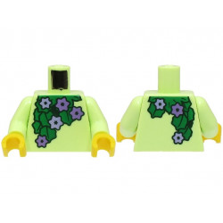 Torso with Green Leaves and Medium Lavender and Lavender Flowers Pattern (BAM) / Yellowish Green Arms / Yellow Hands: {пролетно жълто-зелен}