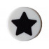 Tile, Round 1 x 1 with Black Star Pattern: {бял}