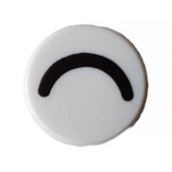 Tile, Round 1 x 1 with Black Eye Closed (Thin Curved Line) Pattern: {бял}