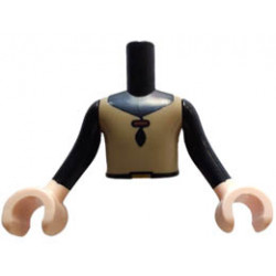Torso Mini Doll Man Dark Tan Vest with Clasp and Belt with Gold Buckle Pattern, Light Nougat Arms with Hands with Black Long Sleeves : {черен}