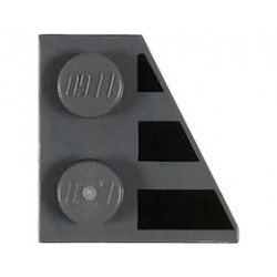 Wedge, Plate 2 x 2 Right with 3 Black Stripes Pattern: {тъмно каменно сив}
