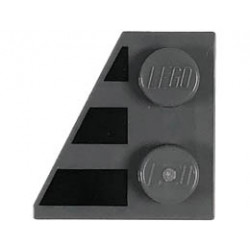 Wedge, Plate 2 x 2 Left with 3 Black Stripes Pattern: {тъмно каменно сив}