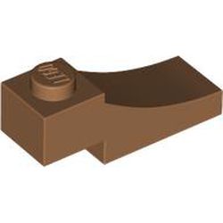 Тухличка 1X3, с външна полуарка, със срез: {умерен нуга}
