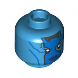 Minifigure, Head Alien Female with Blue Face, Dark Blue Lips, and Silver Stripes on Back Pattern - Hollow Stud: {тъмно небесносин}