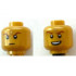 Minifigure, Head Dual Sided Dark Red Eyebrows, Diamond in Forehead, Scowl / Open Mouth Smile Pattern - Hollow Stud: {топло златист}