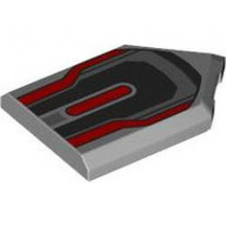 Tile, Modified 2 x 3 Pentagonal with Black, Dark Bluish Gray and Red Armor Plates Pattern: {умерено каменно сив}